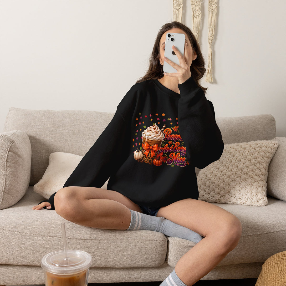 Pumpkin Spice And Everything Nice Sweatshirt | Fall Pumpkin Latte Design