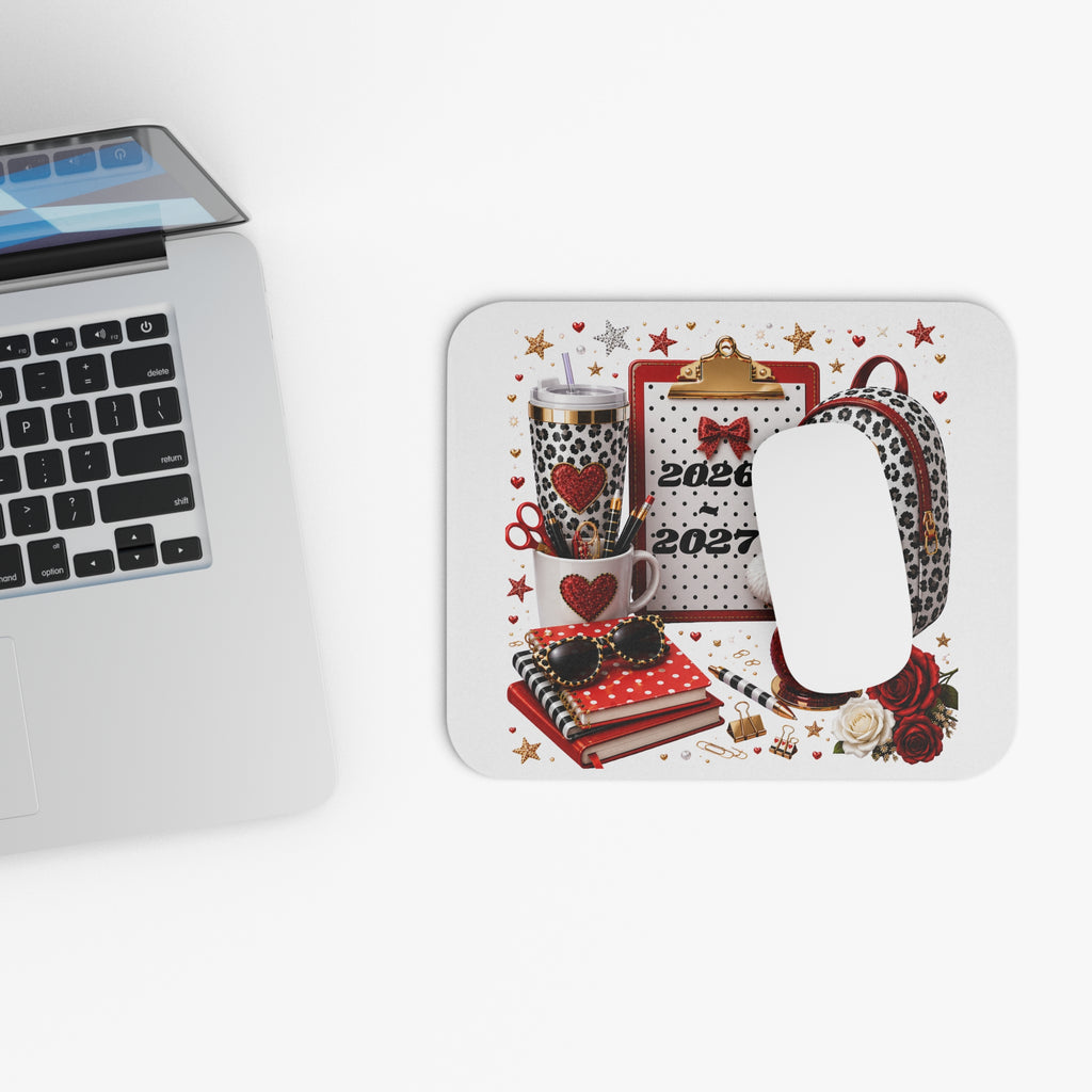 Leopard Heart Desk Mouse Pad — Back to School Planner Aesthetic (2026-2027)