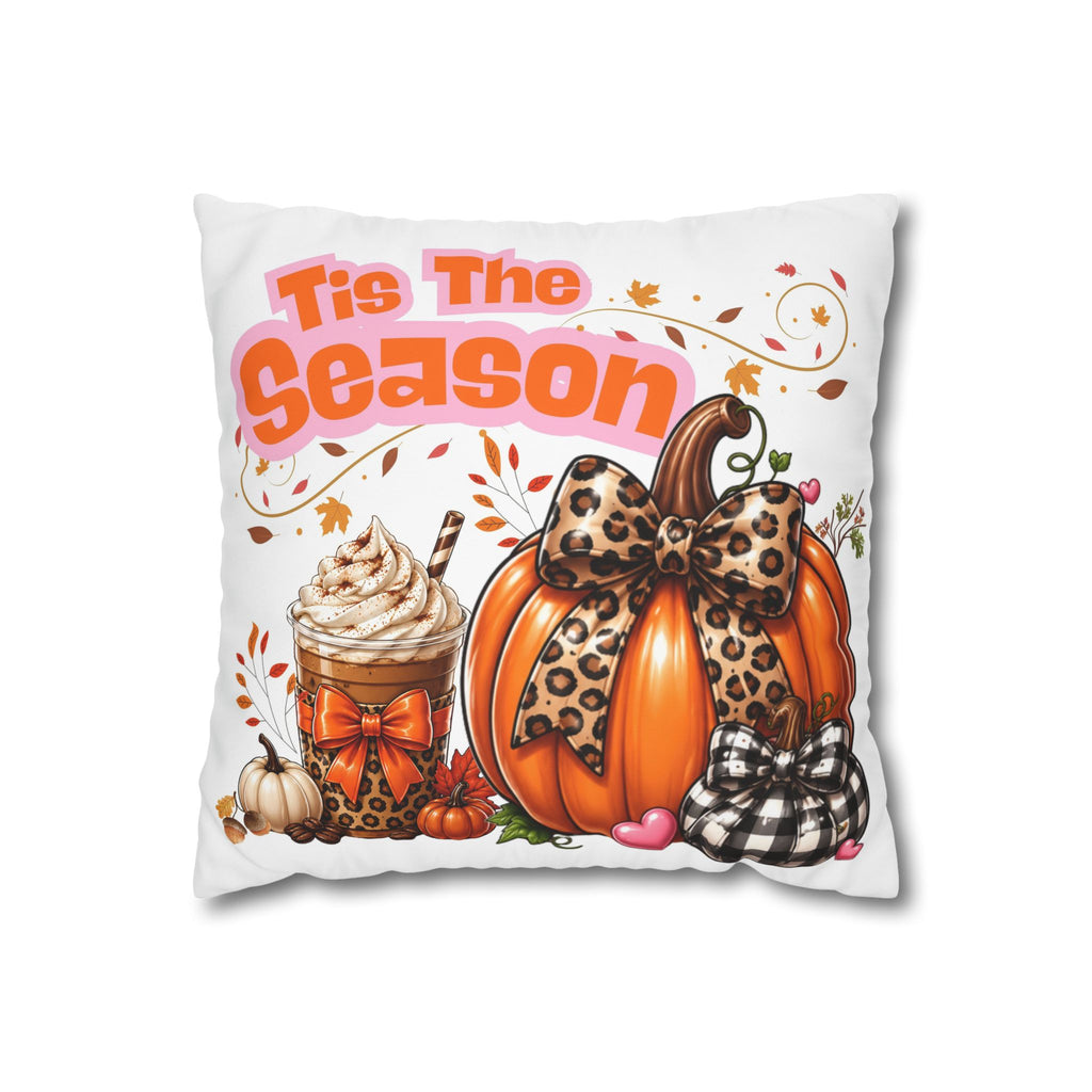 Square Pillow - 'Tis The Season' Fall Pumpkin Decorative Throw Pillowcase