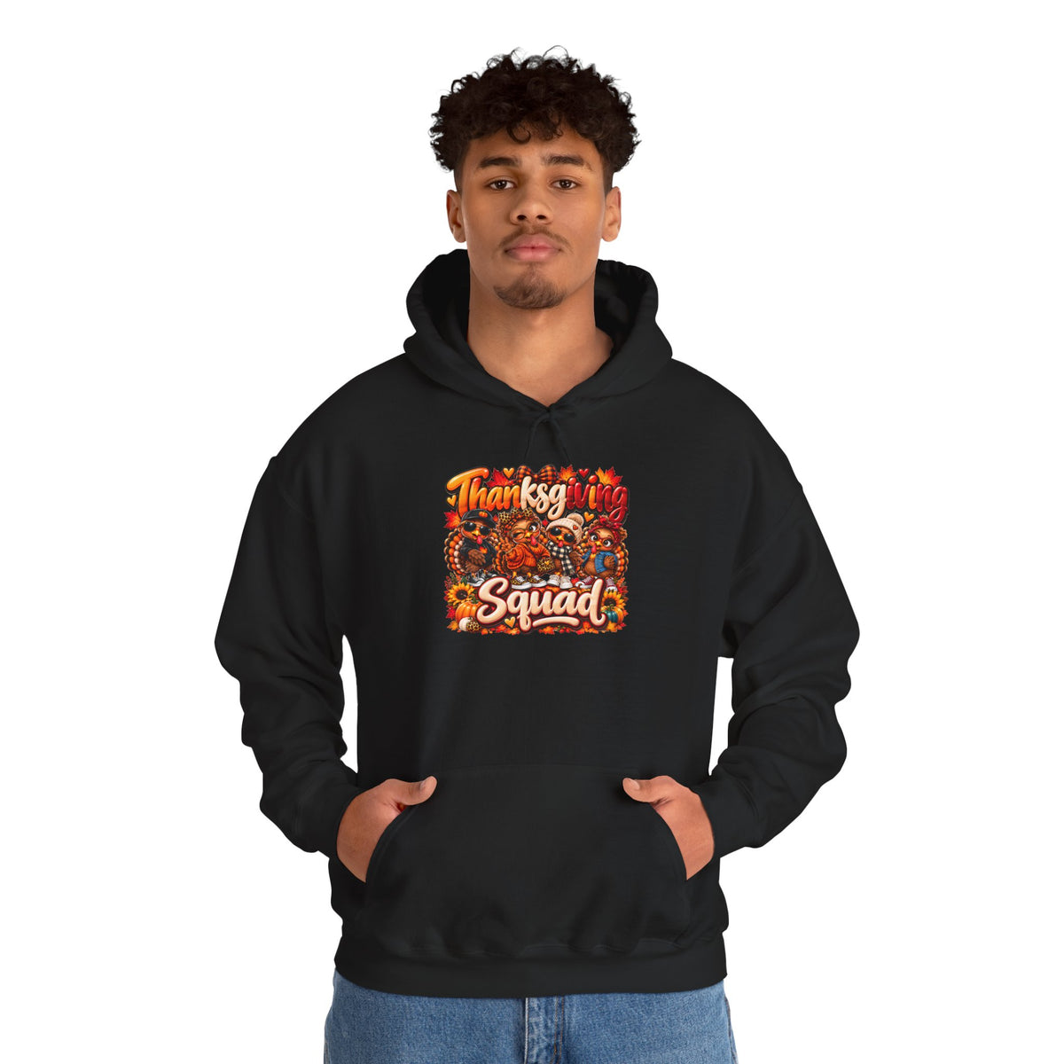 Thanksgivings Squad Hoodie — Cozy Fall Turkey & Autumn Leaves Sweatshirt