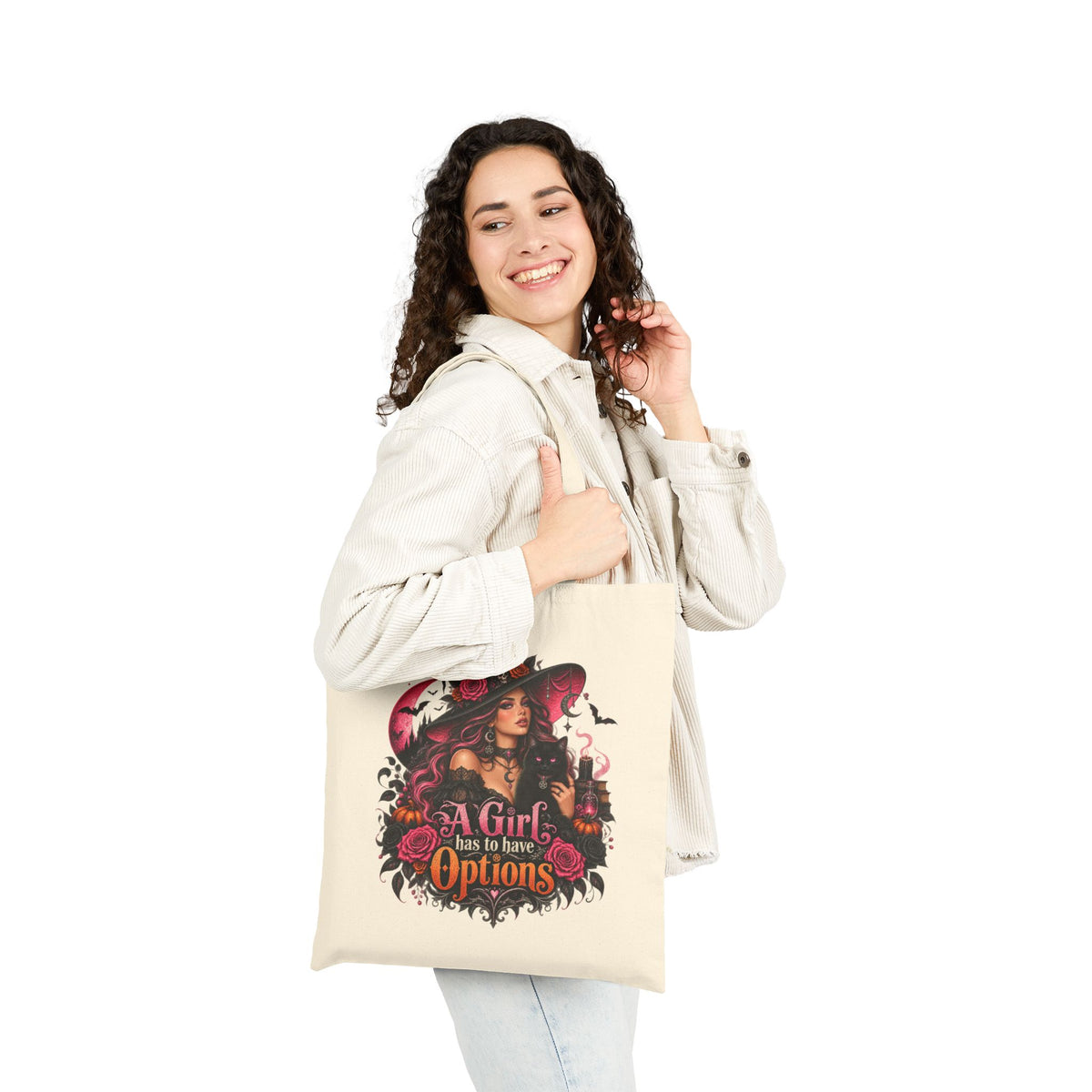Witchy Rose Tote Bag – "A Girl Has to Have Options"