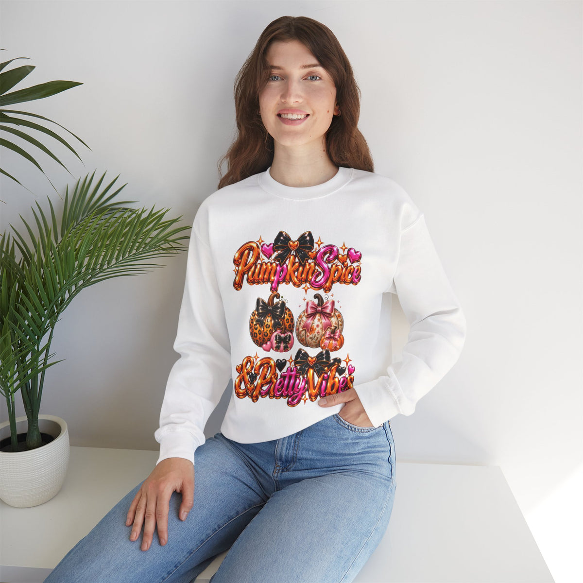 Pumpkin Spice & Pretty Vibes - Crewneck Sweatshirt
