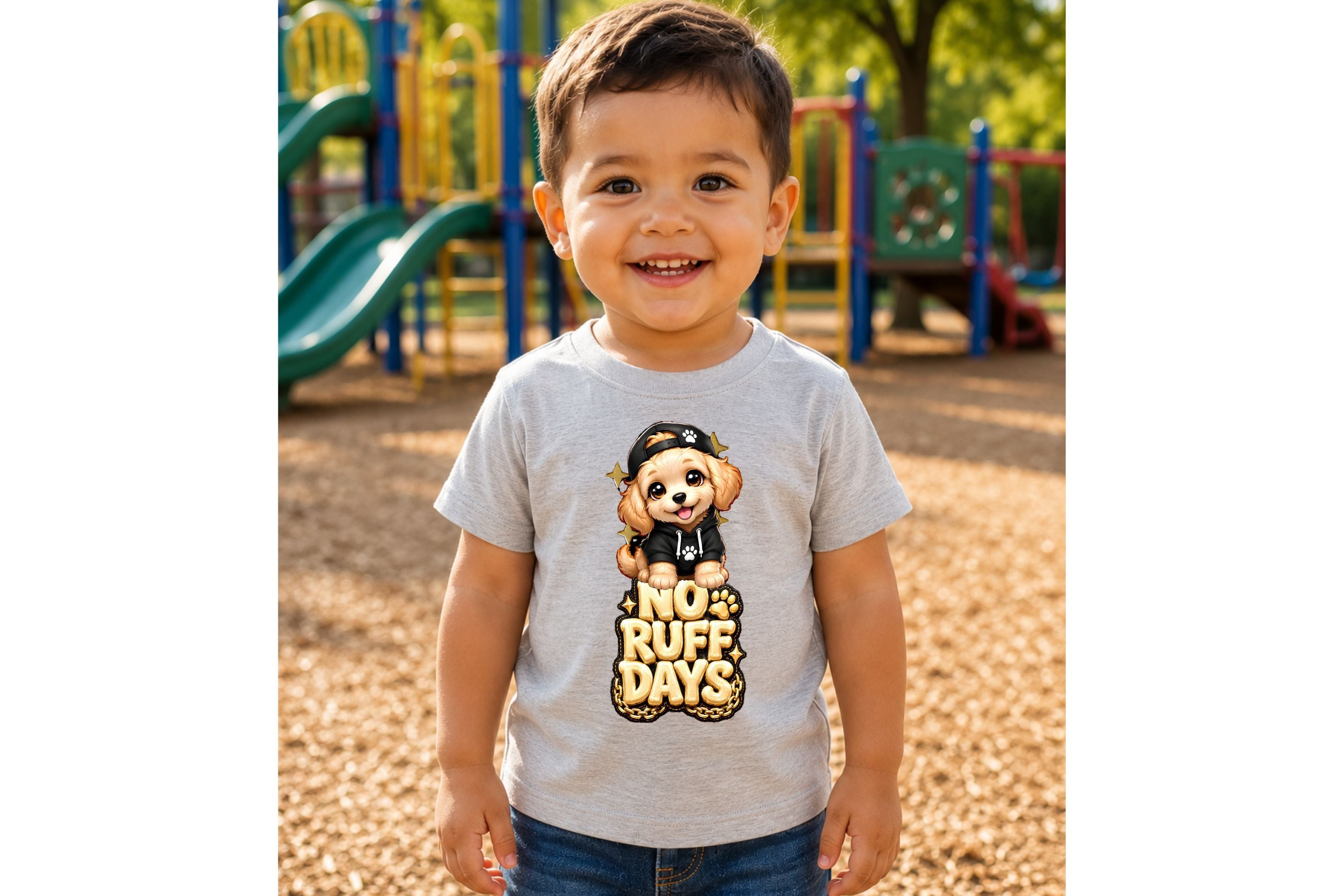"No Ruff Days" Cute Puppy Graphic - Toddler Tee