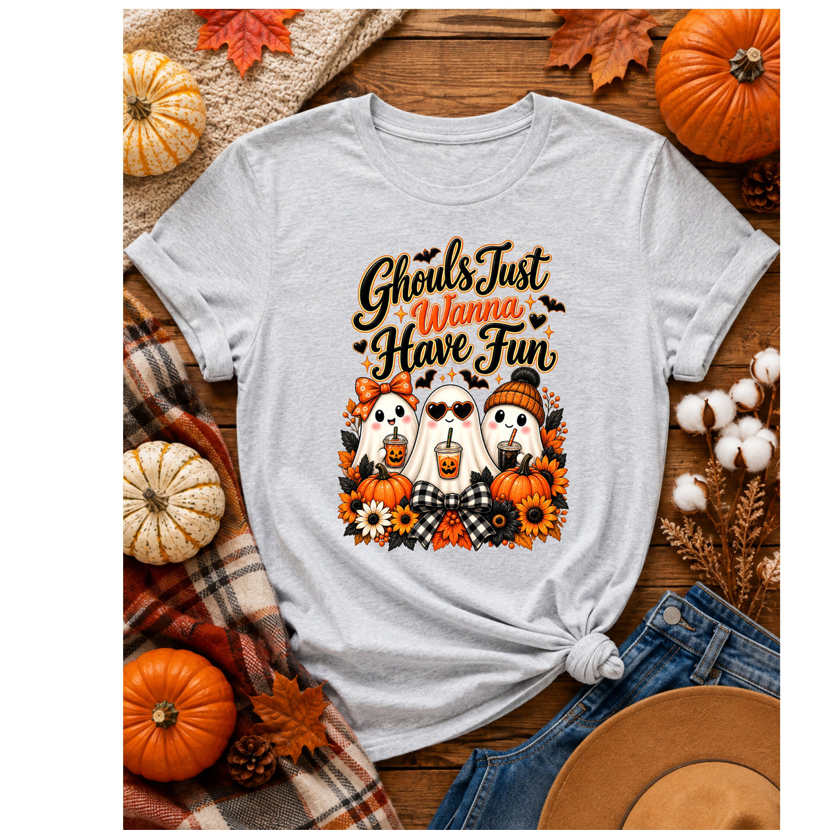 Halloween Ghost Tee — "Ghouls Just Wanna Have Fun" Pumpkin Shirt