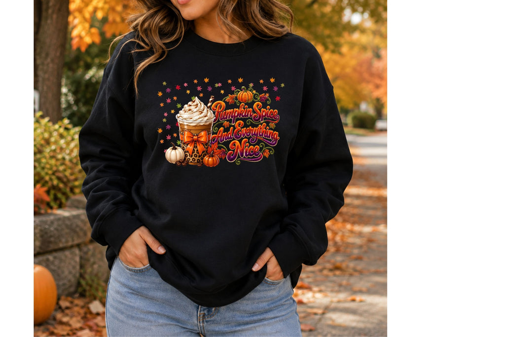 Pumpkin Spice And Everything Nice Sweatshirt | Fall Pumpkin Latte Design