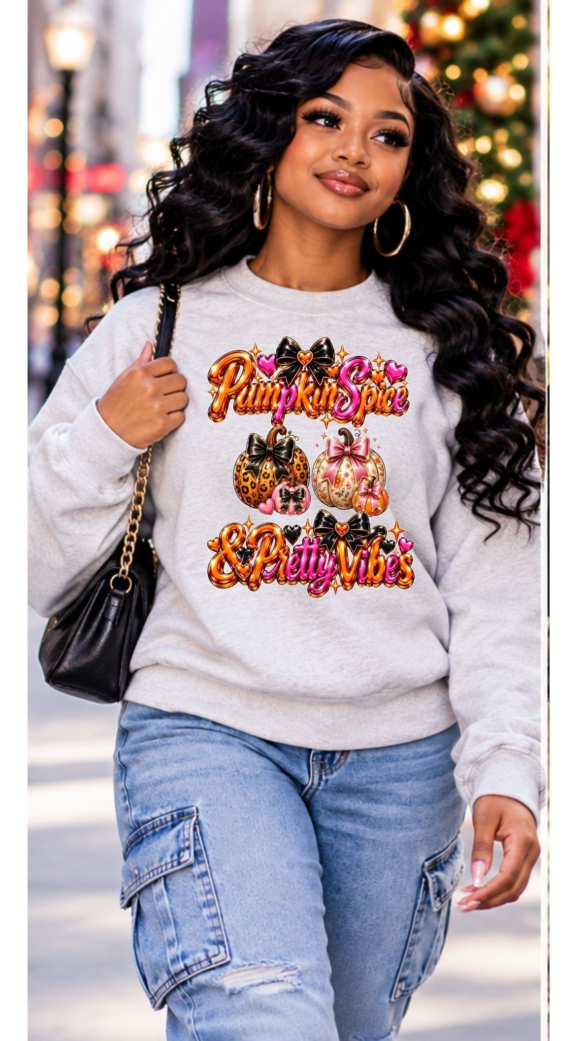 Pumpkin Spice & Pretty Vibes - Crewneck Sweatshirt