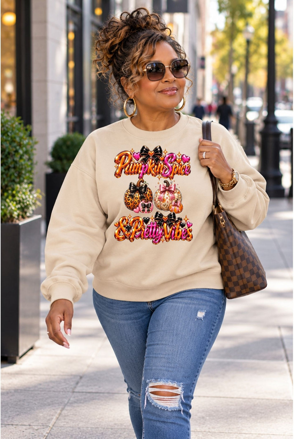 Pumpkin Spice & Pretty Vibes - Crewneck Sweatshirt