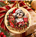 'Fur-Ever Christmas Memories' - ShihTzu Doggy Sleigh Ceramic Ornament