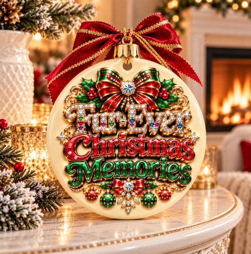 'Fur-Ever Christmas Memories' - ShihTzu Doggy Sleigh Ceramic Ornament