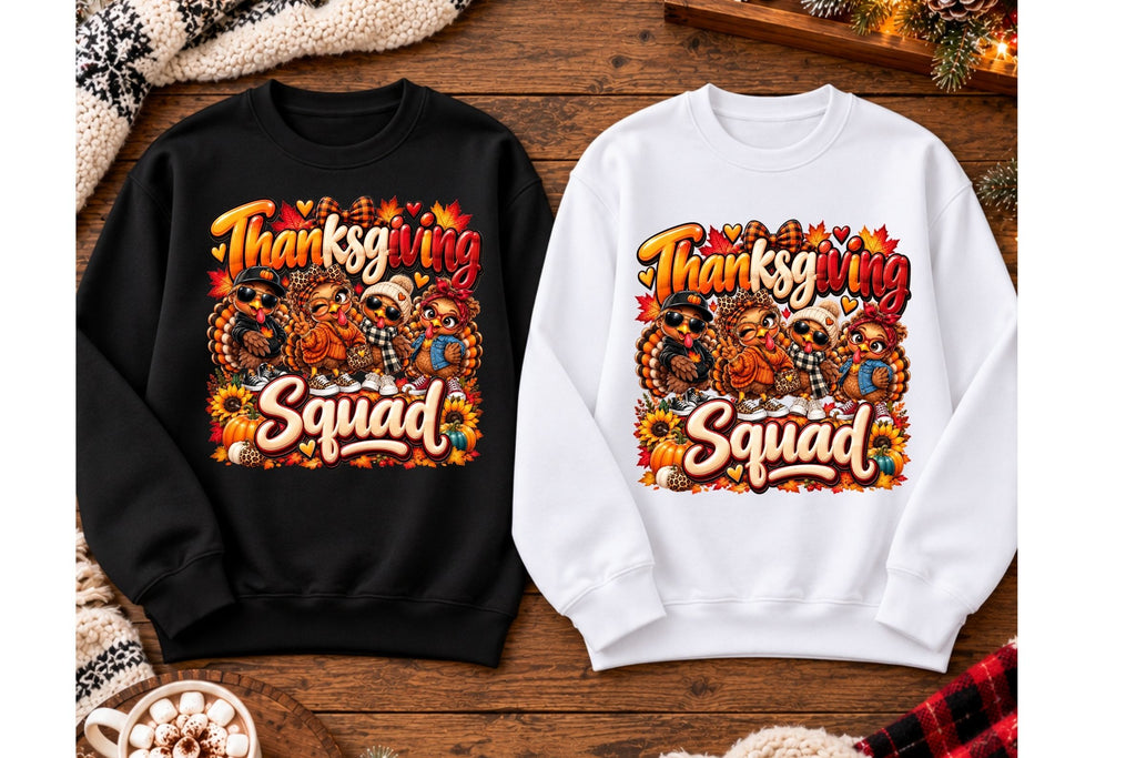 Thanksgivings Squad Hoodie — Cozy Fall Turkey & Autumn Leaves Sweatshirt
