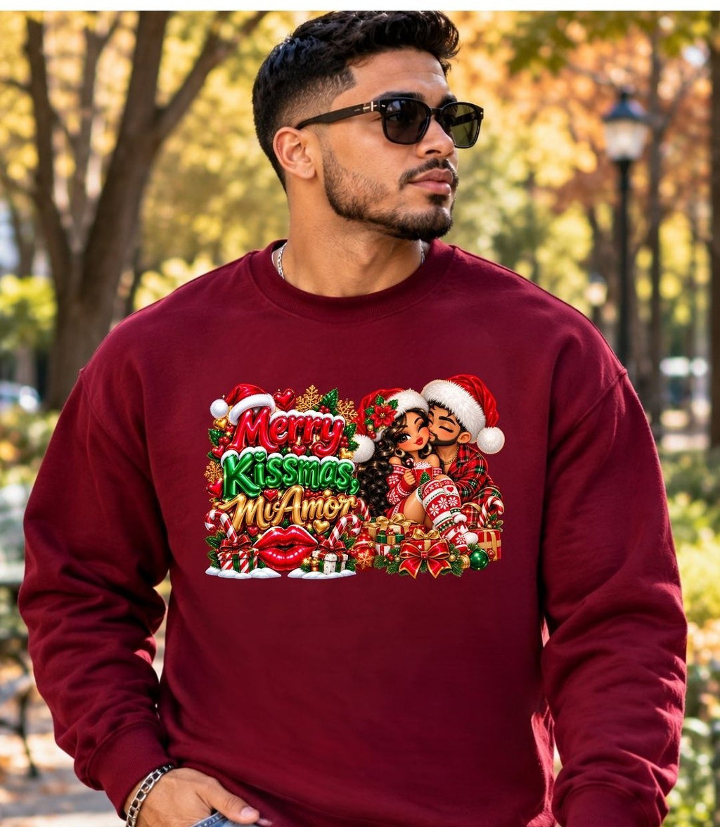 Merry Kissmas, Mi Amor Christmas Sweatshirt | Romantic Holiday Crewneck
