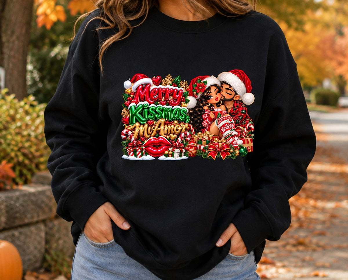 Merry Kissmas, Mi Amor Christmas Sweatshirt | Romantic Holiday Crewneck