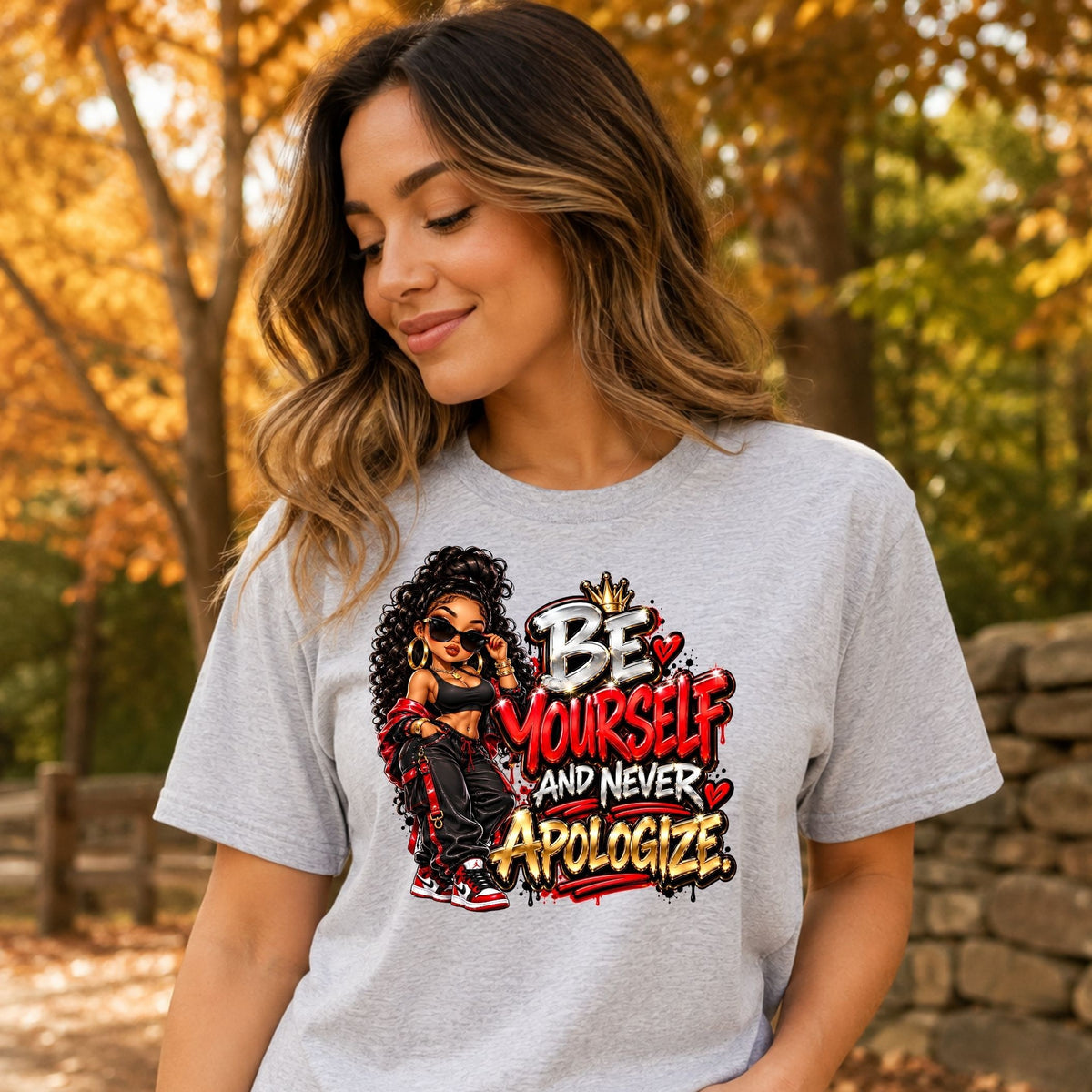 Be Yourself and Never Apologize Inspirational Graphic T-Shirt