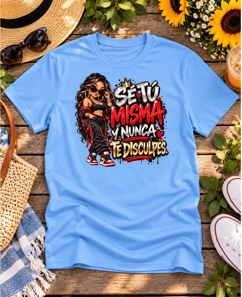 Sé Tú Misma y Nunca Te Disculpes | Camiseta de Mujer con Estilo Urbano | Diseño Chibi con Actitud