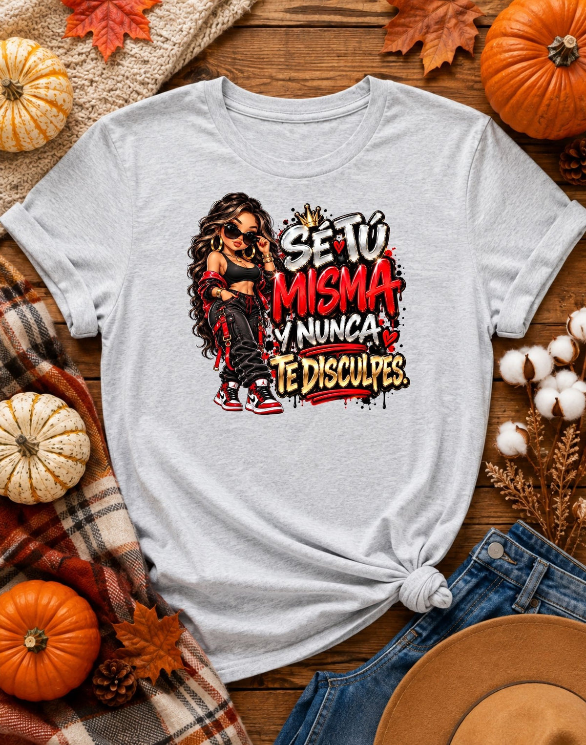 Sé Tú Misma y Nunca Te Disculpes | Camiseta de Mujer con Estilo Urbano | Diseño Chibi con Actitud