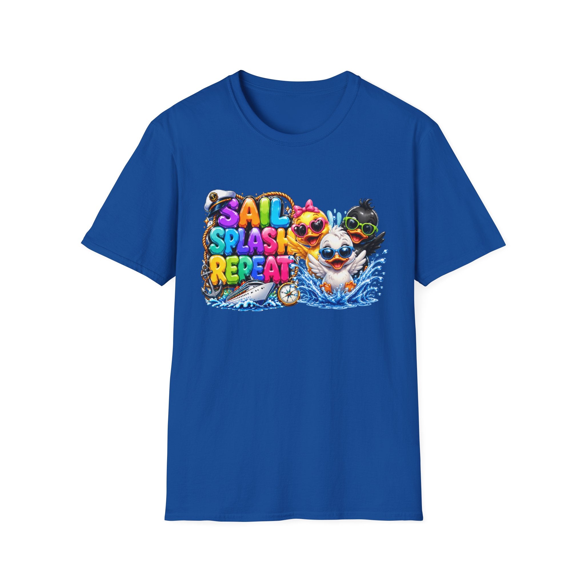 Sail Splash Repeat T-Shirt — Cute Cartoon Ducks Beach Graphic Tee