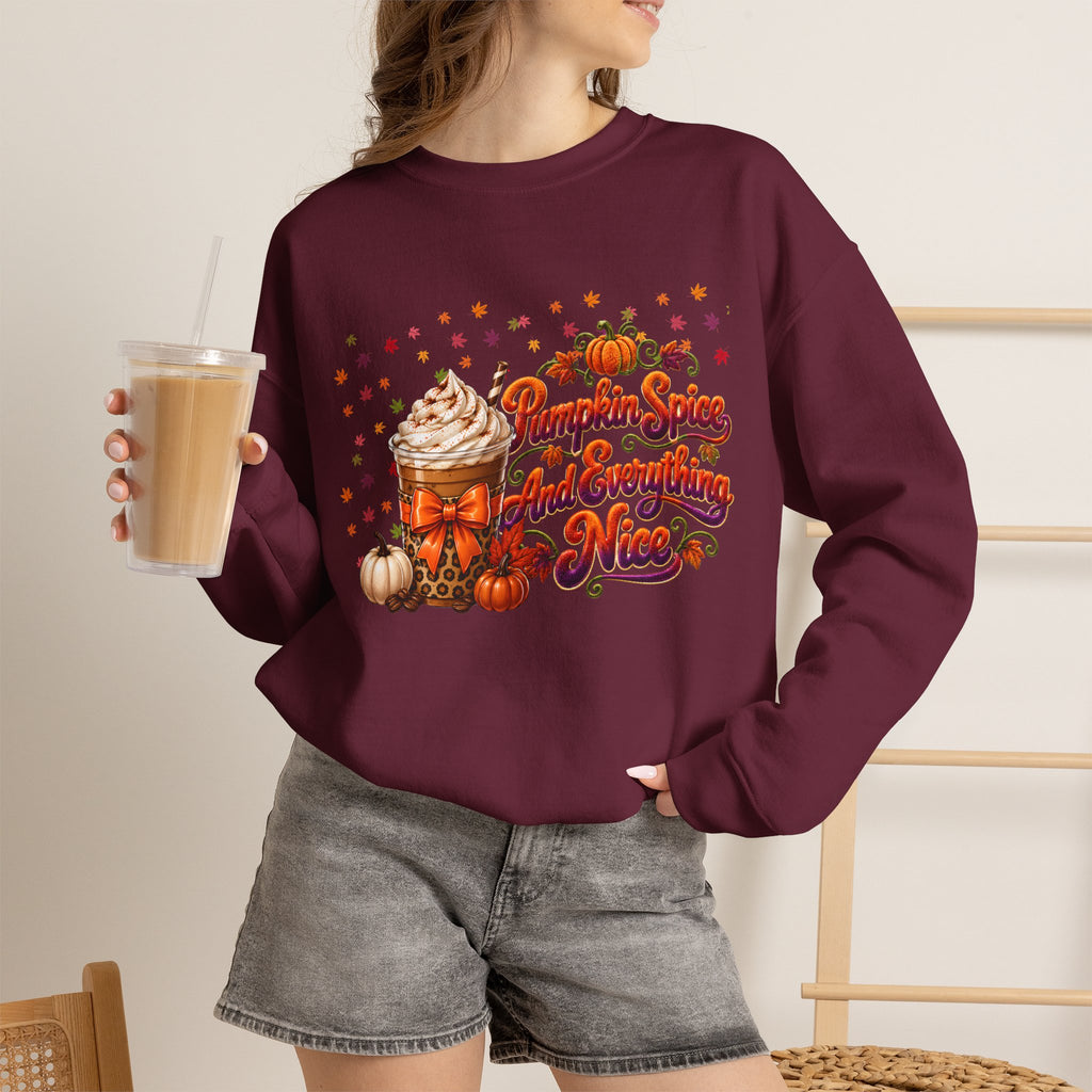 Pumpkin Spice And Everything Nice Sweatshirt | Fall Pumpkin Latte Design
