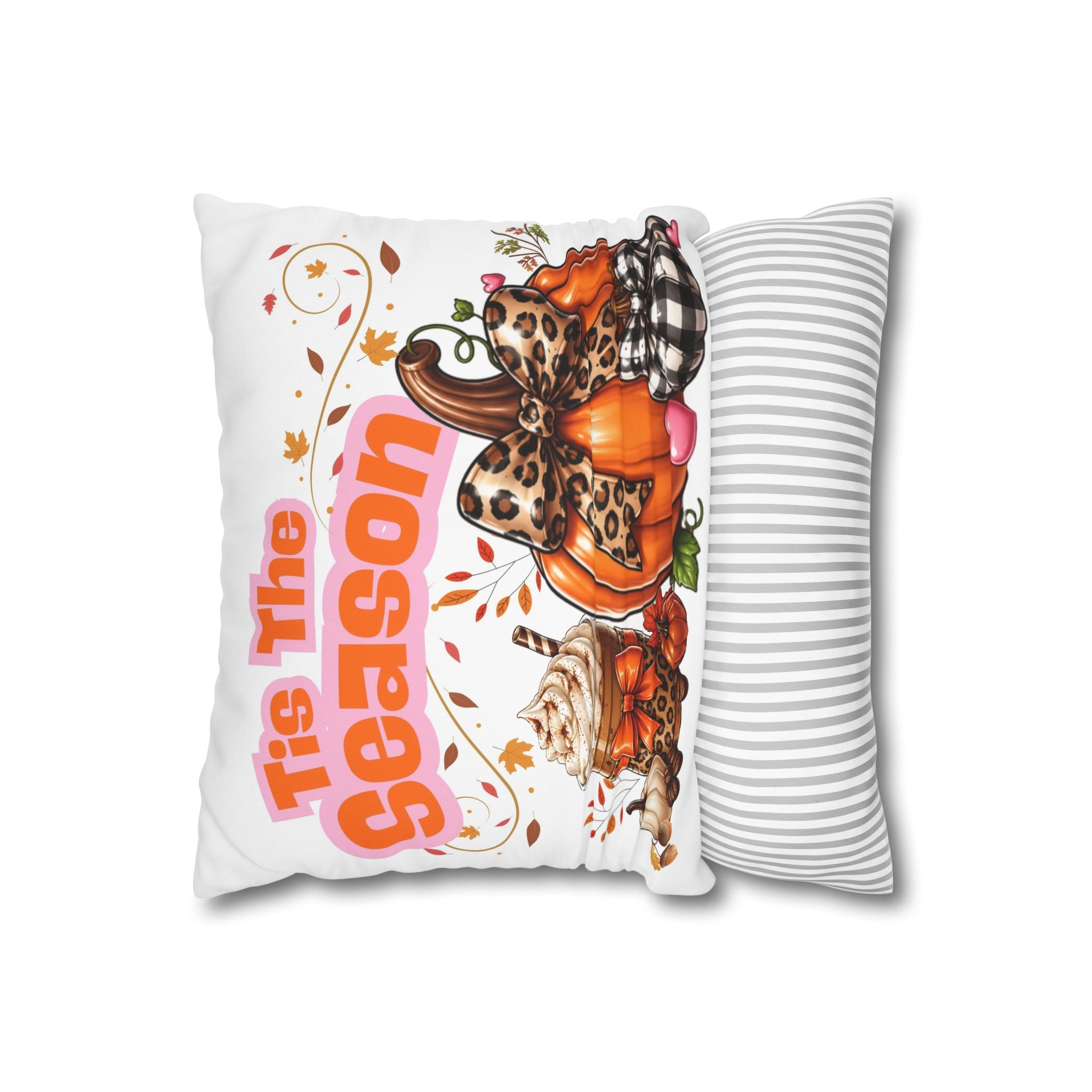 Square Pillow - 'Tis The Season' Fall Pumpkin Decorative Throw Pillowcase