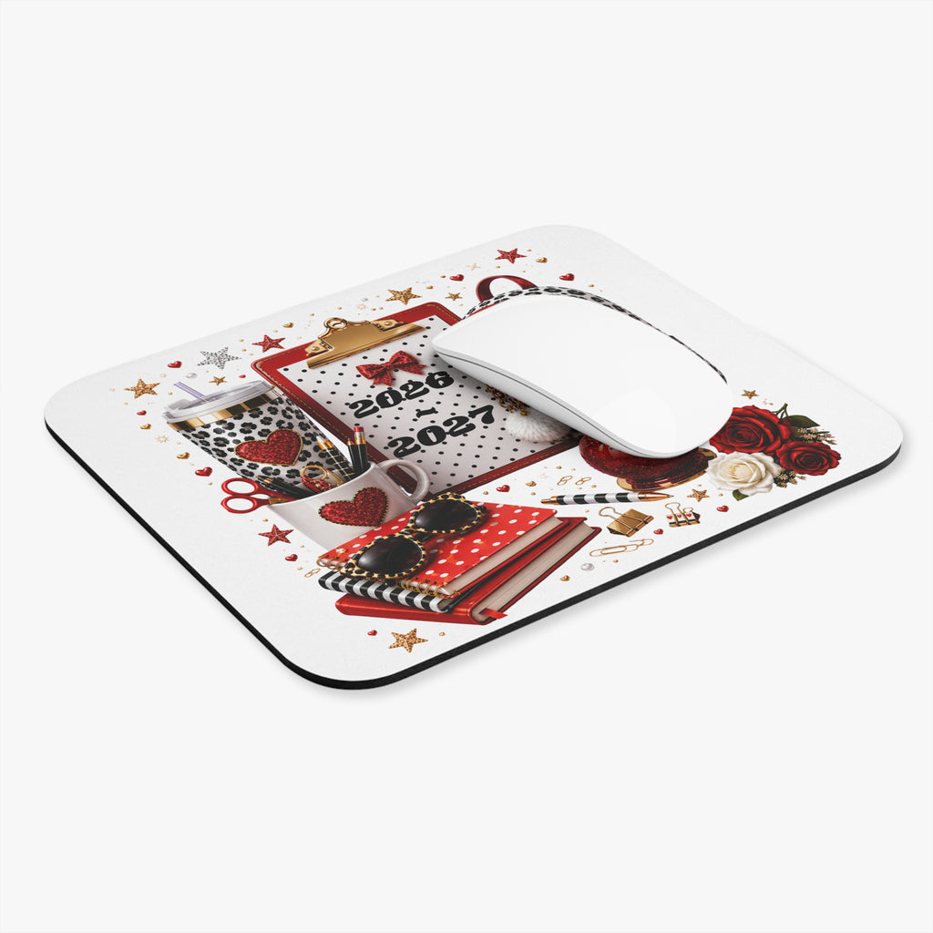 Leopard Heart Desk Mouse Pad — Back to School Planner Aesthetic (2026-2027)