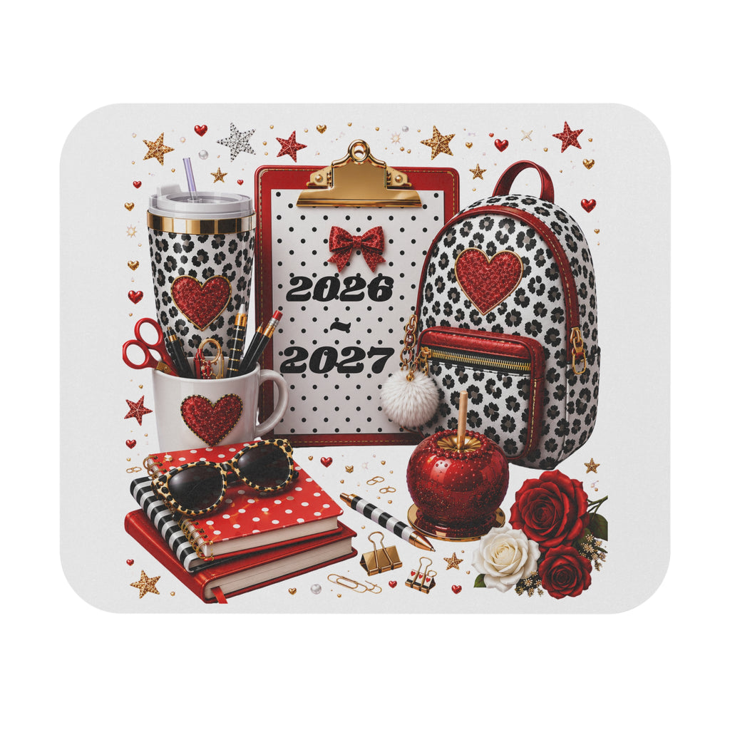 Leopard Heart Desk Mouse Pad — Back to School Planner Aesthetic (2026-2027)