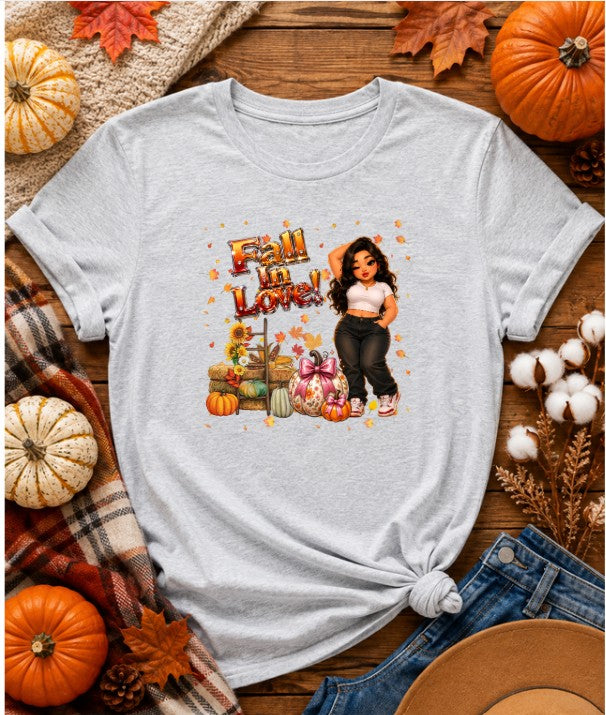 Fall In Love Graphic Tee — Pumpkin Patch Autumn Shirt