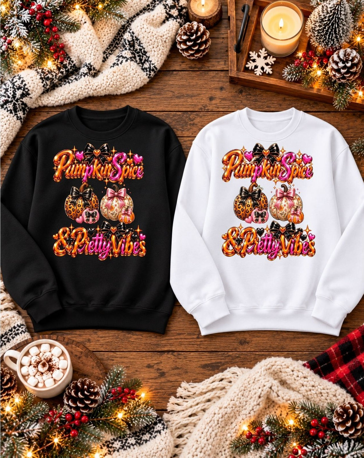 Pumpkin Spice & Pretty Vibes - Crewneck Sweatshirt